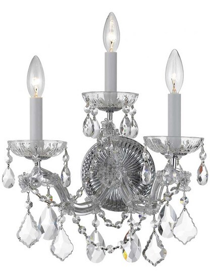 Maria Theresa Crystal 3 Light Wall Mount in Polished Chrome.